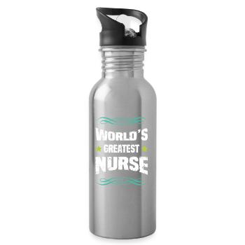 Worlds Greatest Nurse  - Trinkflasche mit integriertem Trinkhalm - Lightsilver - Rechts