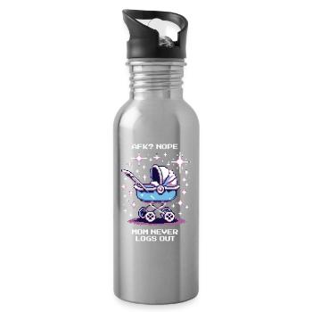 AFK? Mama loggt nie aus | Gamer-Mama, Eltern - Trinkflasche mit integriertem Trinkhalm - Lightsilver - Rechts