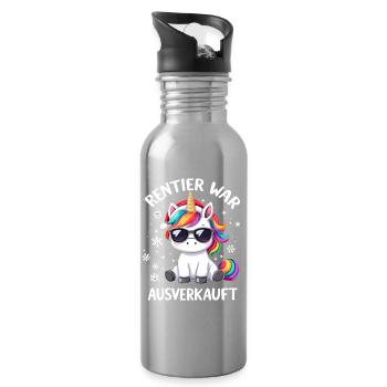 Christmas Reindeer Was Sold Out Unicorn - Water bottle with straw - silver - Right