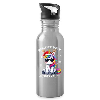 Renne a été vendu Licorne de Noël - Gourde avec paille intégrée - argent clair - Droite