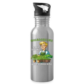MICROGREENS SMALL EFFORT URBAN GARDENING - Water bottle with straw - silver - Right