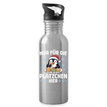 Just for the cookies here - Christmas Penguin - Water bottle with straw - silver - Right
