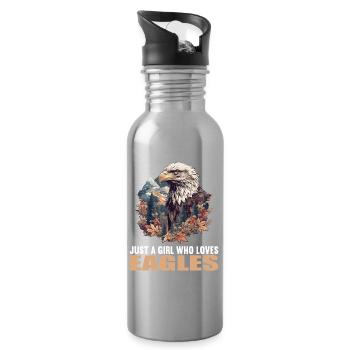 Adler - Trinkflasche mit integriertem Trinkhalm - Lightsilver - Rechts