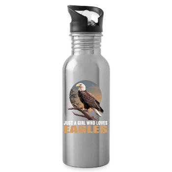 Adler - Trinkflasche mit integriertem Trinkhalm - Lightsilver - Rechts