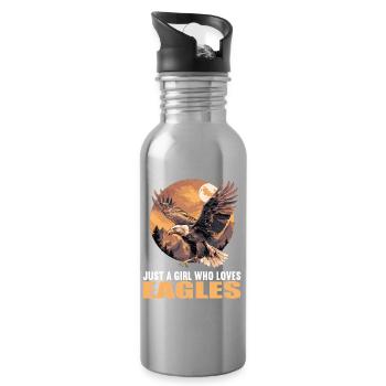 Adler - Trinkflasche mit integriertem Trinkhalm - Lightsilver - Rechts