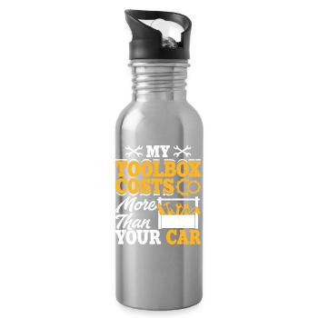 Mechanic Mechatronics Technician Screwdriver Gift - Water bottle with straw - silver - Right