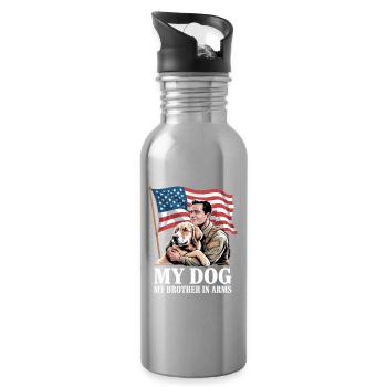 My Dog My Brother In Arms Veteran Dog Love - Water bottle with straw - silver - Right