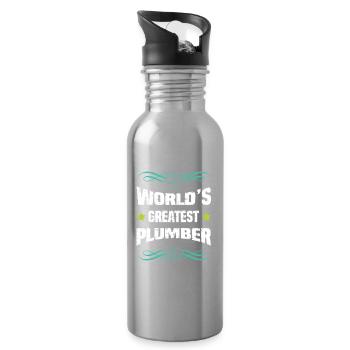 World's Greatest Plumber - Trinkflasche mit integriertem Trinkhalm - Lightsilver - Rechts