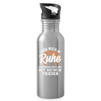 Friese Spruch Ruhe Pferdemädchen Reiten Ponyfans - Trinkflasche mit integriertem Trinkhalm - Lightsilver - Rechts