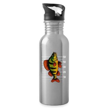 Barsch Flussbarsch Barsche Barsch Köder - Trinkflasche mit integriertem Trinkhalm - Lightsilver - Rechts