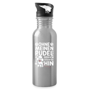 Ohne Meinen Pudel Geh Ich Hin - Trinkflasche mit integriertem Trinkhalm - Lightsilver - Rechts
