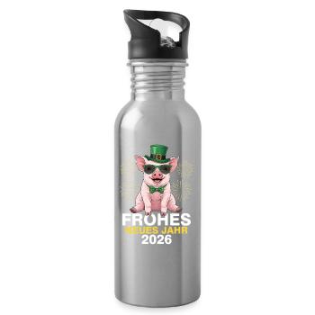 Frohes Neues Jahr 2026 - Trinkflasche mit integriertem Trinkhalm - Lightsilver - Rechts