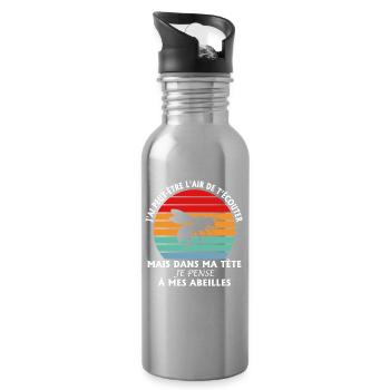 Ich scheine zuzuhören, aber ich denke an die Bienen - Trinkflasche mit integriertem Trinkhalm - Lightsilver - Rechts