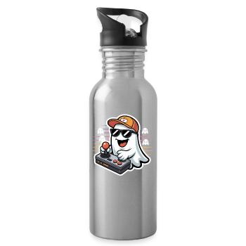 Retro Gamer Halloween Geist - Trinkflasche mit integriertem Trinkhalm - Lightsilver - Rechts