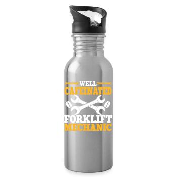Mechanic Mechatronics Technician Handyman Gift - Water bottle with straw - silver - Right