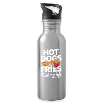 Les hot-dogs et les frites alimentent ma vie en m’amusant - Gourde avec paille intégrée - argent clair - Droite