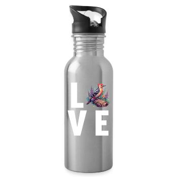 Spechte Specht - Trinkflasche mit integriertem Trinkhalm - Lightsilver - Rechts