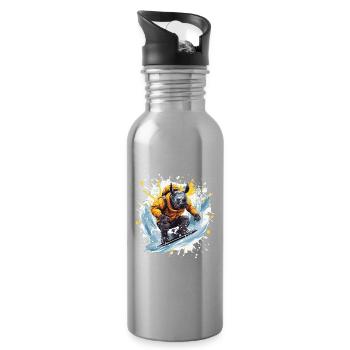 Nashorn Snowboard - Trinkflasche mit integriertem Trinkhalm - Lightsilver - Rechts
