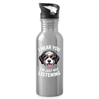 Bernedoodle Saying Funny Bernedoodle Gift - Water bottle with straw - silver - Right