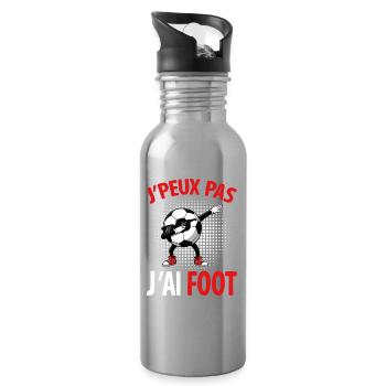 Ich kann kein humorvolles Fußballdesign haben - Trinkflasche mit integriertem Trinkhalm - Lightsilver - Rechts