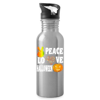 Frieden Liebe Halloween Kostüm Hippie Flower Power - Trinkflasche mit integriertem Trinkhalm - Lightsilver - Rechts
