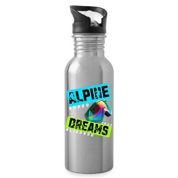 Alpine Dreams | Ski Winter Design - Trinkflasche mit integriertem Trinkhalm - Lightsilver - Rechts