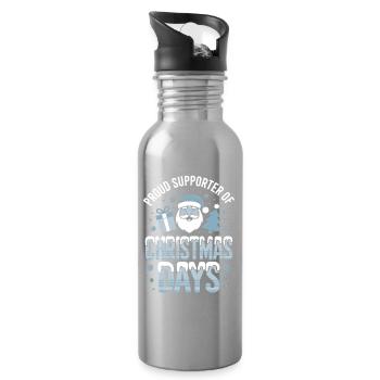 Proud of Christmas - Water bottle with straw - silver - Right