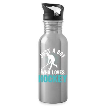 Hockey Eishockey Eishockeyspieler Geschenk - Water bottle with straw - silver - Right