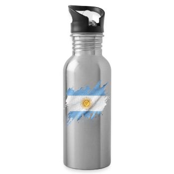 Drapeau de l’Argentine, style déchiré - Gourde avec paille intégrée - argent clair - Droite