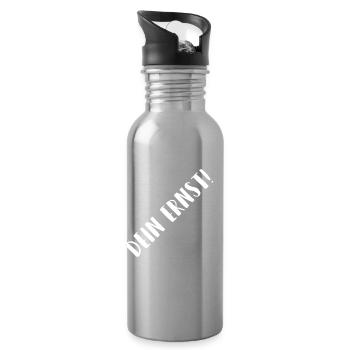 Dein Ernst Diagonal Typo - Trinkflasche mit integriertem Trinkhalm - Lightsilver - Rechts