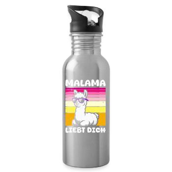 Bald Mama MALAMA LIEBT DICH Lustiges - Trinkflasche mit integriertem Trinkhalm - Lightsilver - Rechts