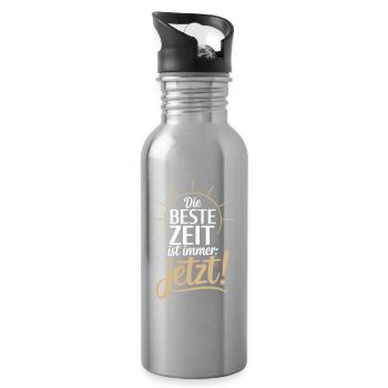 Die Beste Zeit Ist Immer Jetzt Leben Carpe Diem - Trinkflasche mit integriertem Trinkhalm - Lightsilver - Rechts