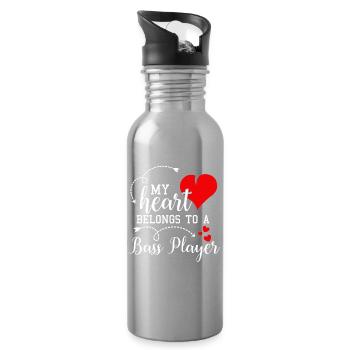 J’aime mon bassiste Mari Femme Saint Valentin - Gourde avec paille intégrée - argent clair - Droite