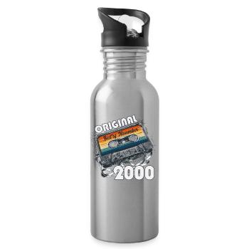 Cassette 25ème Anniversaire Novembre Millésime 2000 - Gourde avec paille intégrée - argent clair - Droite
