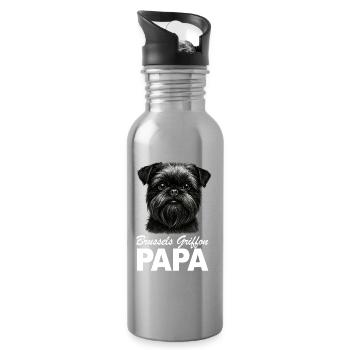 Belgian Midget Griffon Brussels Griffon Dad - Water bottle with straw - silver - Right