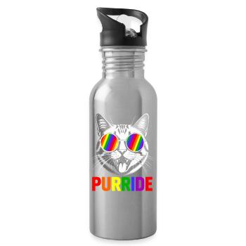Purride Cat Rainbow Shades - Water bottle with straw - silver - Right