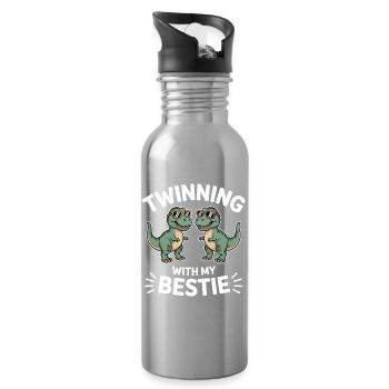 Best Friend Saying Funny Partner Look Gift - Water bottle with straw - silver - Right