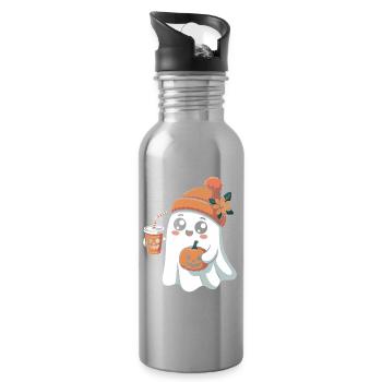 Niedliches Geist Mit Pumpkin Spice Latte Und - Trinkflasche mit integriertem Trinkhalm - Lightsilver - Rechts