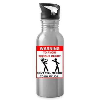 Safety Warning - Water bottle with straw - silver - Right