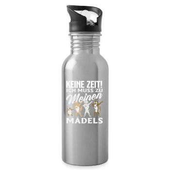 Pas le temps! Je dois aller voir les chiens de mes filles - Gourde avec paille intégrée - argent clair - Droite