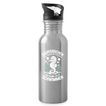 Seepferdchen 2026 Ich Kann Jetzt Schwimmen - Trinkflasche mit integriertem Trinkhalm - Lightsilver - Rechts