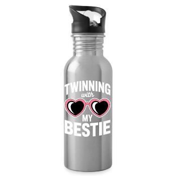 Best Friend Saying Funny Partner Look Gift - Water bottle with straw - silver - Right