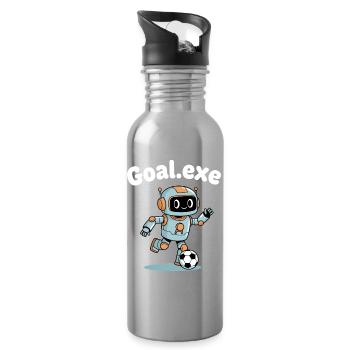 Goal.Exe Robot Football - Water bottle with straw - silver - Right