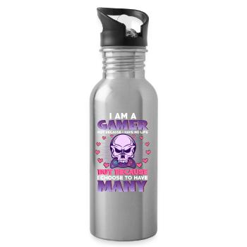 Gaming - Trinkflasche mit integriertem Trinkhalm - Lightsilver - Rechts