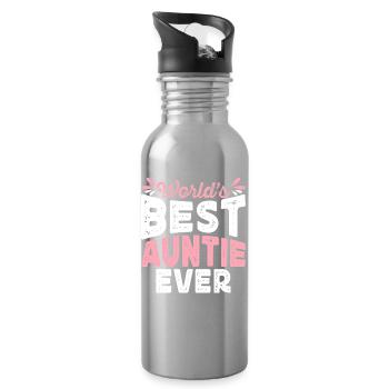 Tante Cadeau Meilleure Tante Du Monde - Gourde avec paille intégrée - argent clair - Droite