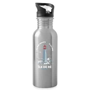 Ile de Ré Voyage Charente Maritimer Leuchtturm - Trinkflasche mit integriertem Trinkhalm - Lightsilver - Rechts