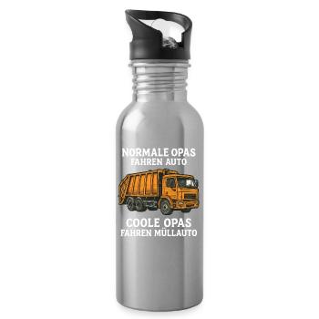 Cool Grandpas Drive Garbage Truck – Funny Grandpa Design - Water bottle with straw - silver - Right