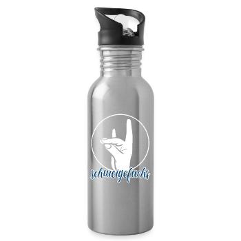Schweigefuchs Lehrer Grundschule Kindergarten - Trinkflasche mit integriertem Trinkhalm - Lightsilver - Rechts