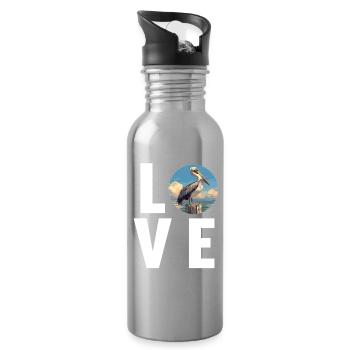 Pelicans Pelican - Water bottle with straw - silver - Right