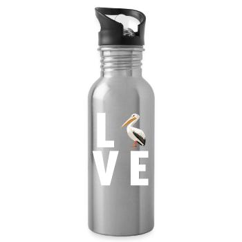 Pelicans Pelican - Water bottle with straw - silver - Right